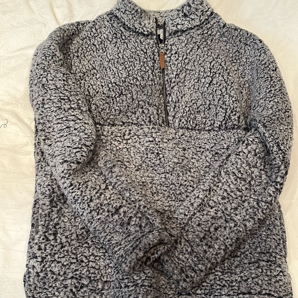 Fuzzy Grey Quarter Zip